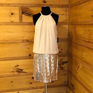 Jessica Simpson halter blouson dress.